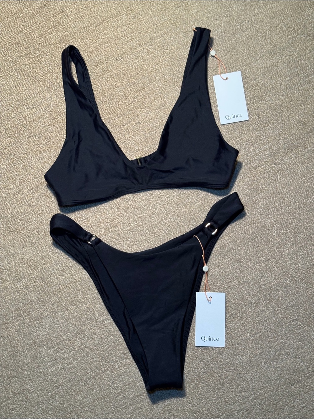 Quince Sleek Black Two-Piece Swim Set
